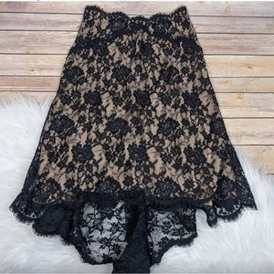 NWOT Marc Bouwer Black Lace A Line Asymmetrical Skirt